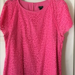 JCrew pink lace blouse sz 14